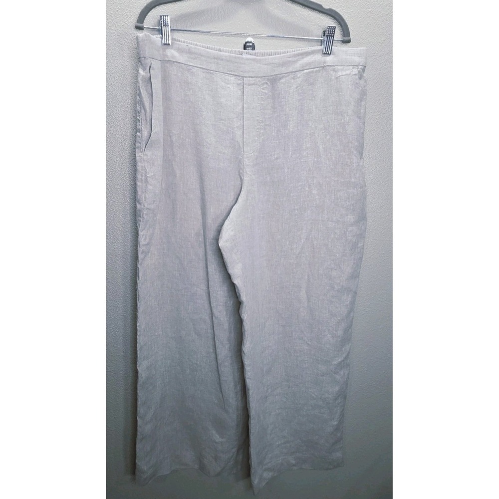 Madewell Linen Wide Leg Pants PXL Beige Elastic Waist‎ Minimal Summer